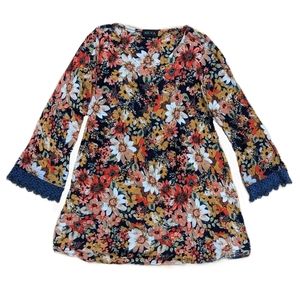 🎉 HOST PICK Retro 70s Floral Mini Dress w/Peekaboo Back Sz S